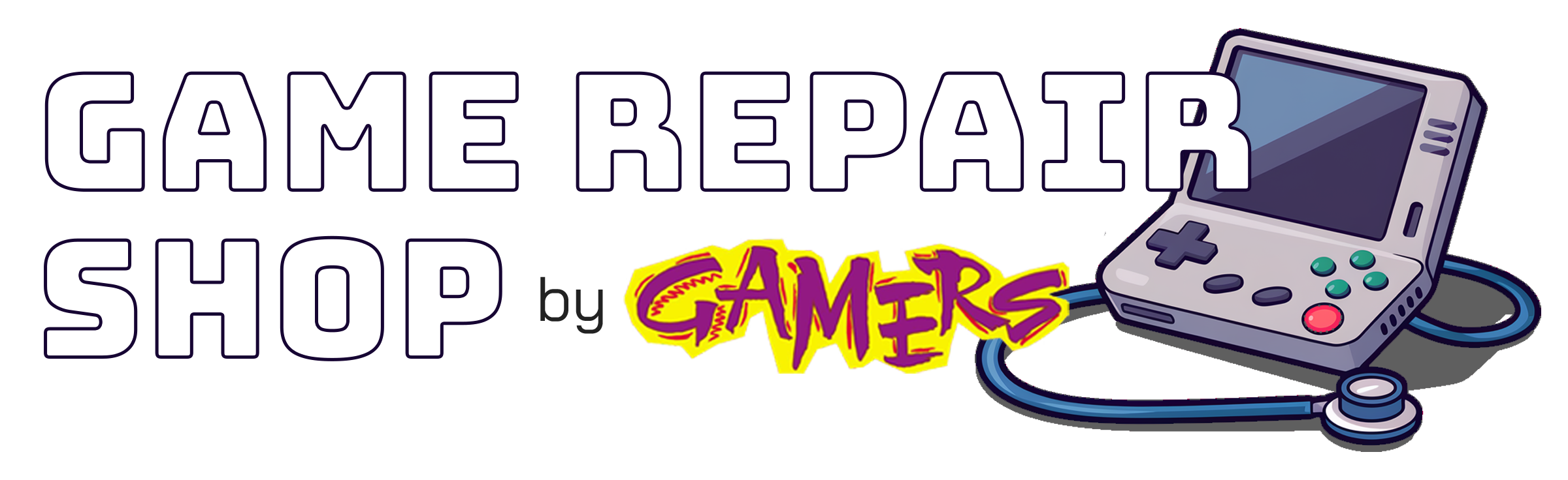 Game Repair Shop Logo - white Text