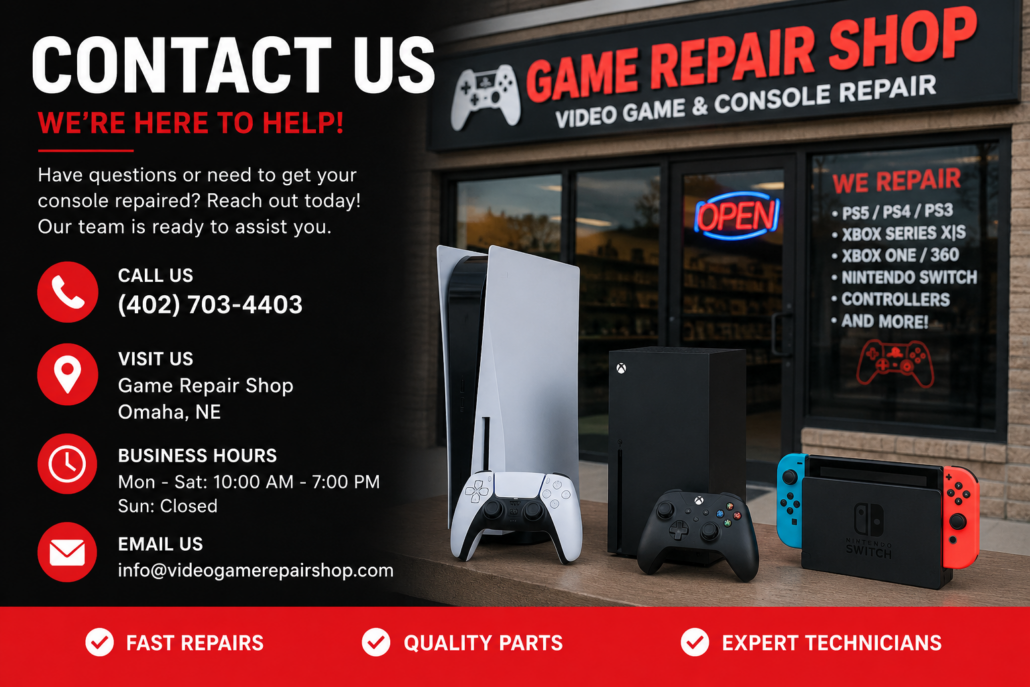 ps5 xbox nintendo repair omaha contact game repair shop